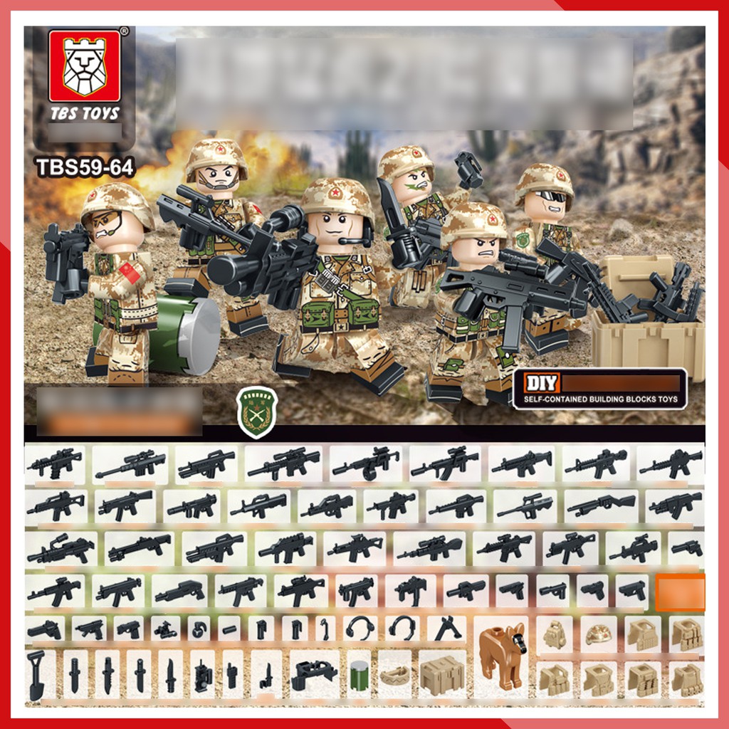 Biệt đội 6 lính cảnh sát SWAT trang bị tối tân nhất - Đồ chơi Lắp ghép Xếp hình Mini Minifigures Army Mô hình TBS 59-64