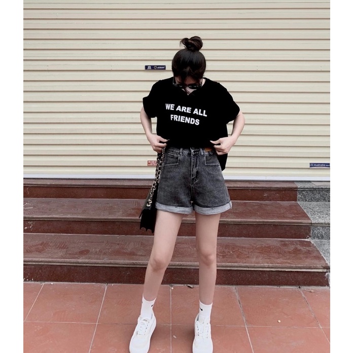 quần đùi bò xám đen