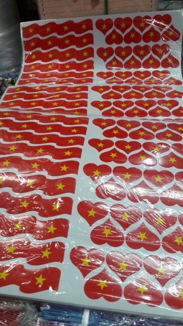 80 Sticker dán mặt sticker cờ đỏ sao vàng- COMBO 1 tờ 80 hình dán- SỈ/ BUÔN GIÁ RẺ