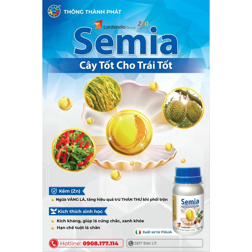 Siêu Phẩm Thán Thư Semia 100ml Nhập Khẩu Ý Cho Bông, Trái, Lá Cho Cây Ớt, Sầu Riêng, Mai Vàng
