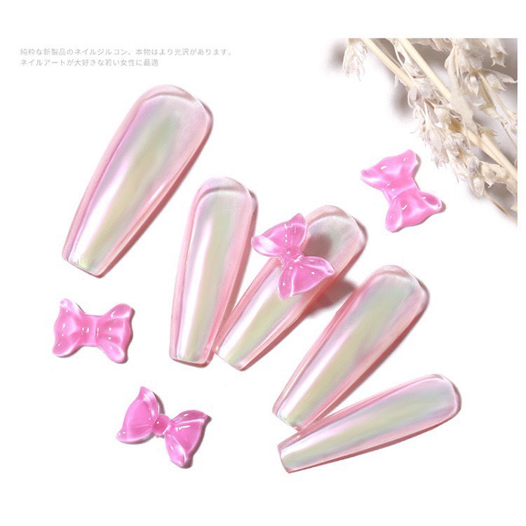 Set 8 viên Nơ Thạch Pha Lê Resin - Đàn Hồi Mềm Dẻo Ôm Phom Móng
