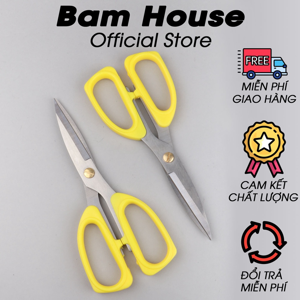 Kéo bếp mũi nhọn inox Bam House cán vàng lưỡi kéo dài cao cấp KCV07 - Gia dụng bếp