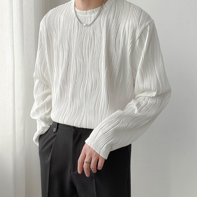 Áo thun dài tay họa tiết kẻ sọc thời trang thanh lịch cho nam