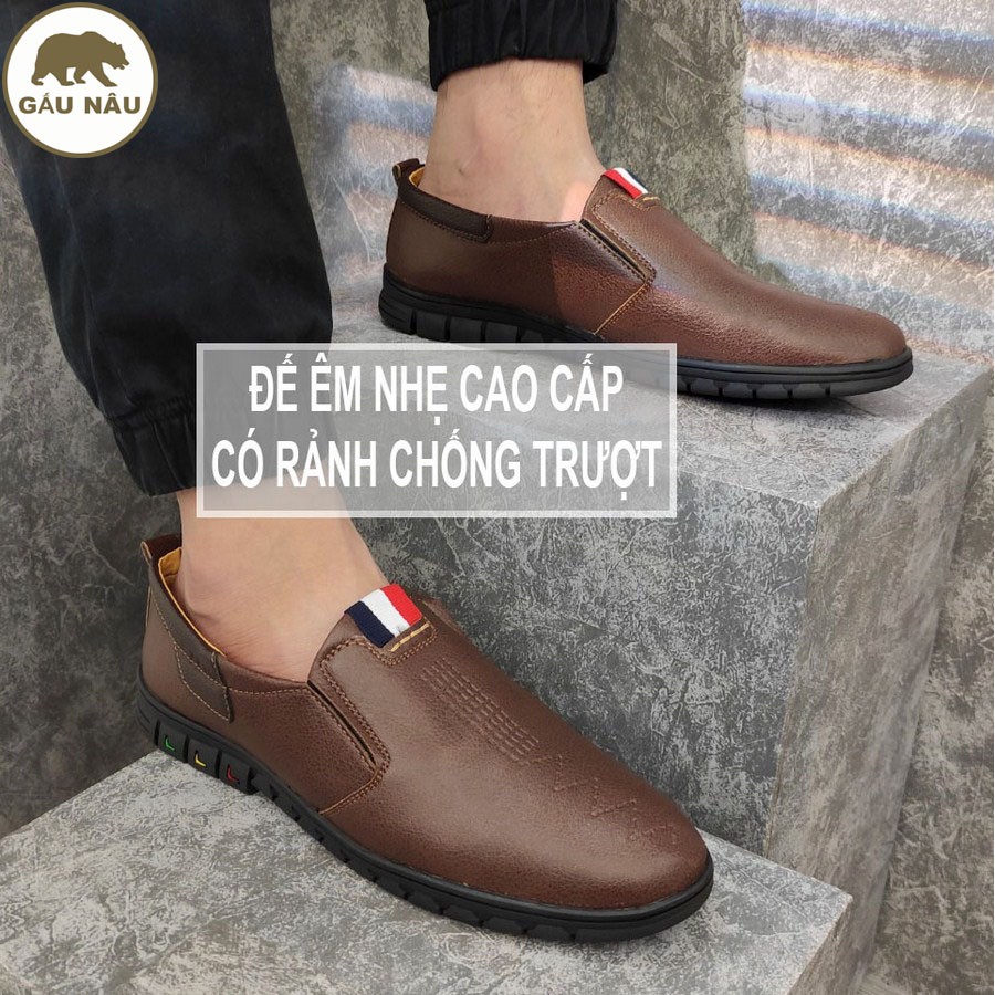 Giày lười nam màu nâu chất lượng cao GN485 Gấu Nâu | BigBuy360 - bigbuy360.vn