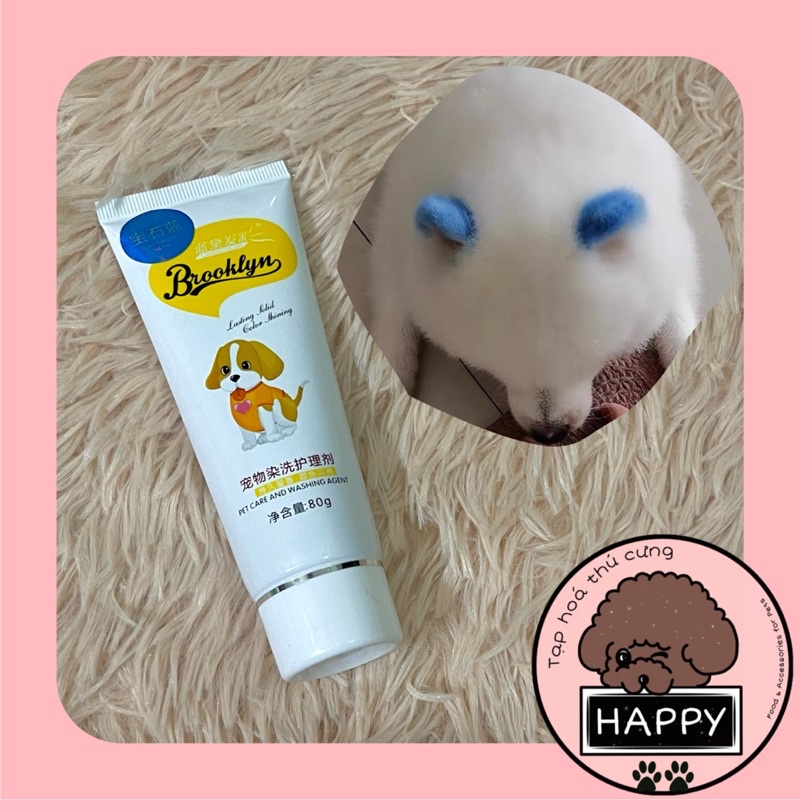 HOẢ TỐC |  Gel nhuộm Brooklyn chó mèo tuýp 80g / Thuốc nhuộm lông thú cưng kem màu hồng xanh đỏ nâu tím vàng cam