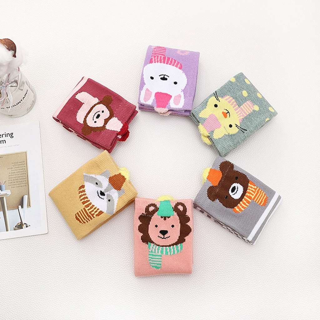 Vớ cotton dài tới gối in hình động vật dễ thương dành cho bé gái