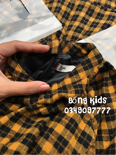 Váy Dạ Vintage Bé Gái Gingham Vàng Commencer