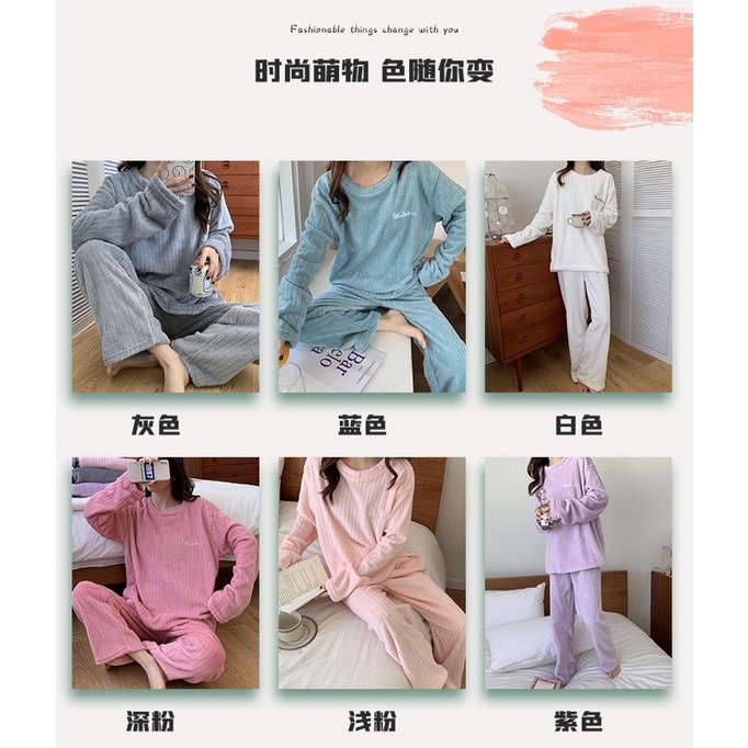 Bộ ngủ bông kẻ tăm siêu ấm