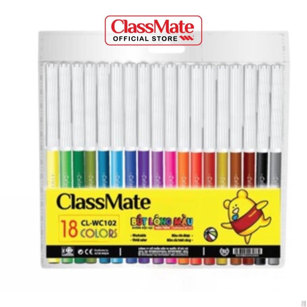 Bút Dạ Màu CLASSMATE Chất Liệu Cao Cấp, Màu Sắc Tươi Sáng, Rõ Nét, Không Phai, Túi 12/18/24 Chiếc CL-WC101/WC102/WC103 .