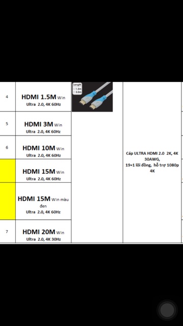 Dây HDMI 1,5m, 3m, 10m hãng Utra WIN nhập khẩu. Xuất hình ảnh chuẩn HD 2.0, 4k cam kết chất lượng