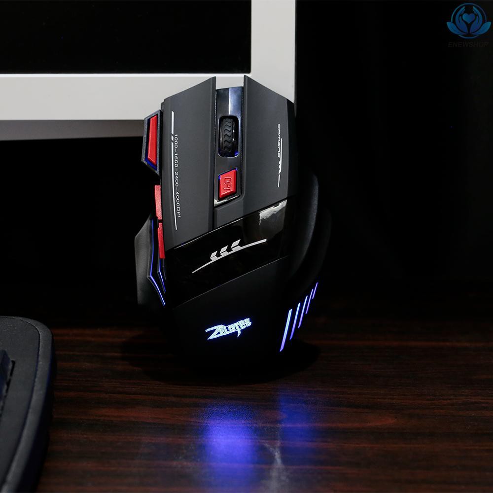 【enew】Zelotes F-14 Wireless Gaming Mouse Upgrade Edition Rechargeable Mice Adjustable 4000DPI Optical 2.4G Wireless Technology 30m