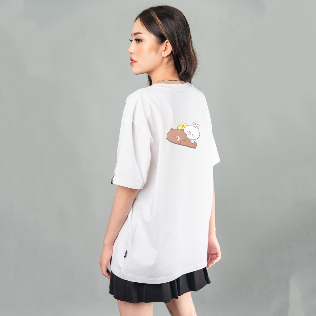 Áo thun unisex cotton form rộng hình thỏ Cony và gấu Brown, áo local brand full tag couple nam nữ Nigust N133