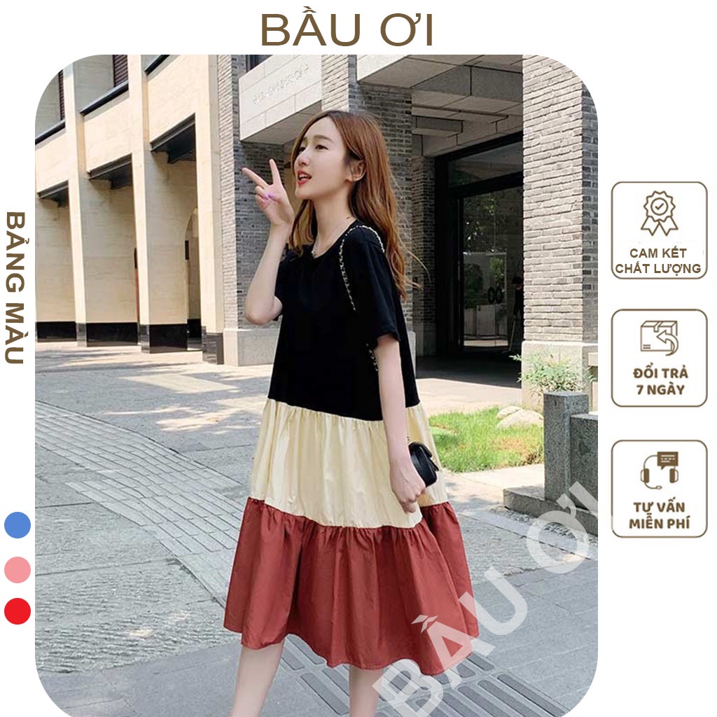[BAUOII V42] VÁY BẦU MÙA HÈ XINH XẮN - ĐẦM BẦU BABYDOLL ĐẸP THIẾT KẾ 3 MÀU CHO MẸ BẦU