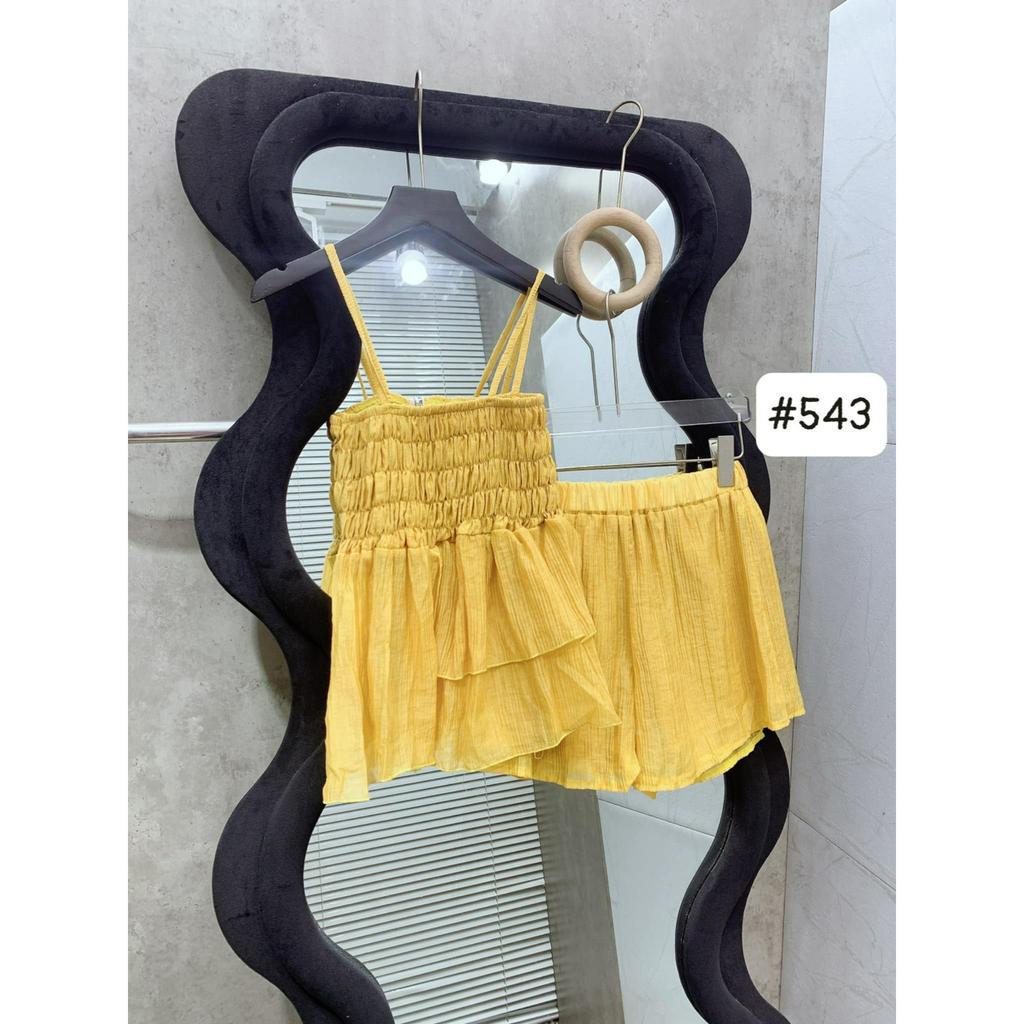 Sét đũi áo 2 dây chun ngực + quần sooc cạp chun 5 màu 543