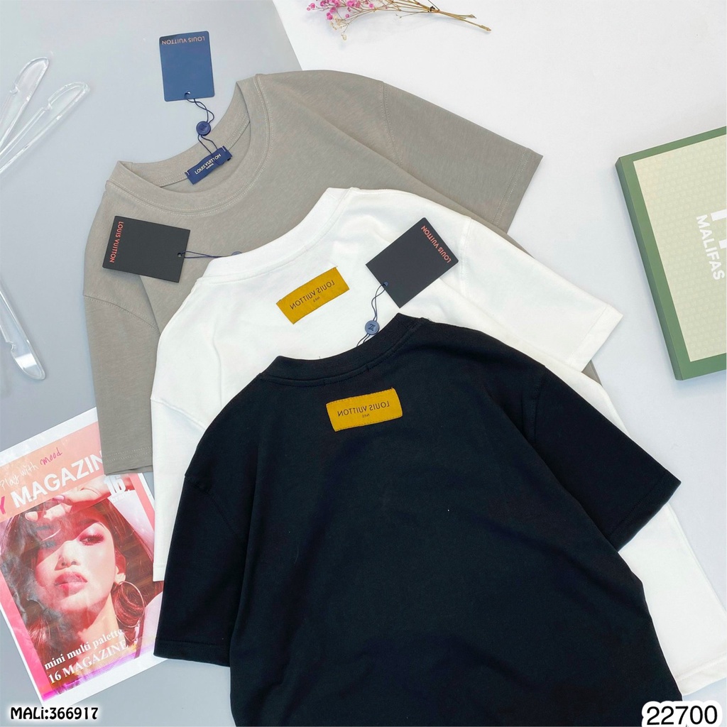 Áo Phông Nam Lv Chất Vải Cotton Cao Cấp . Áo Thun Nam Nữ Lv Họa Tiết Túi Áo In Nổi Siêu Đẹp DT STORE MENWEAR