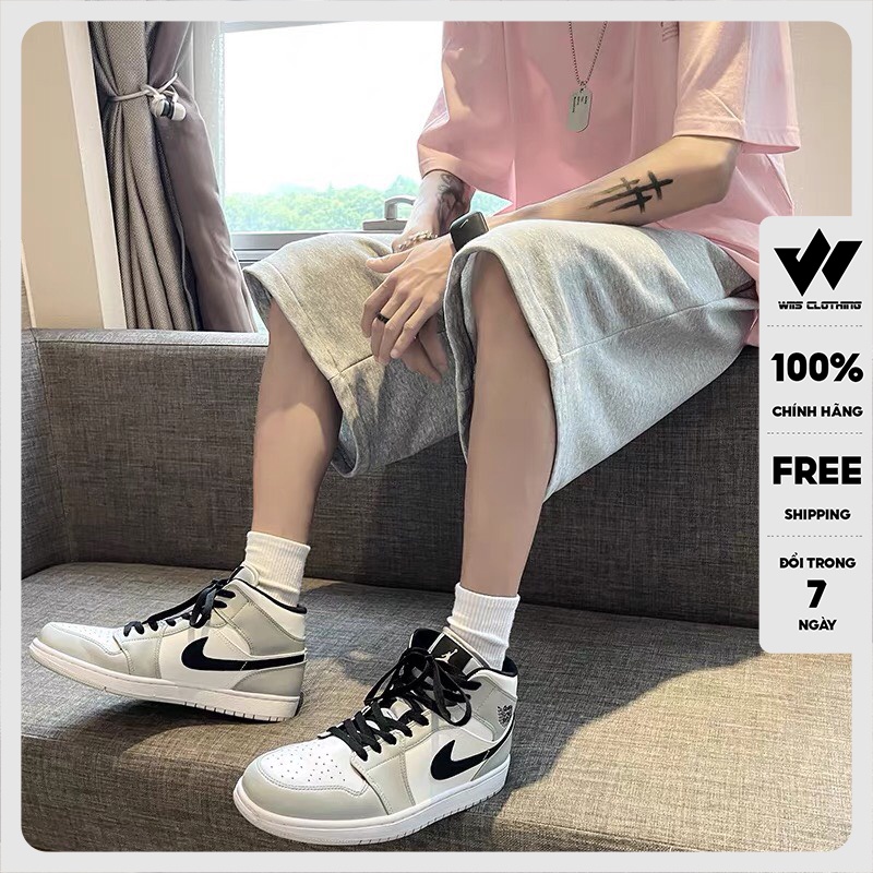 Quần short thun nam ống rộng WIIS unisex Trơn quần đùi lửng thời trang nam nữ ulzzang