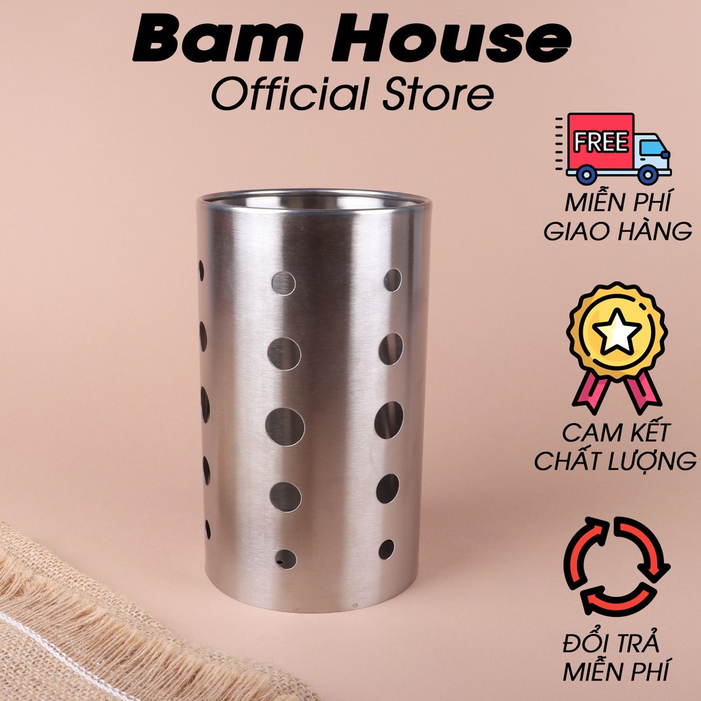 Ống đũa inox tròn Bam House sáng bóng có lỗ thông thoáng cao cấp ODT01 – Gia dụng bếp