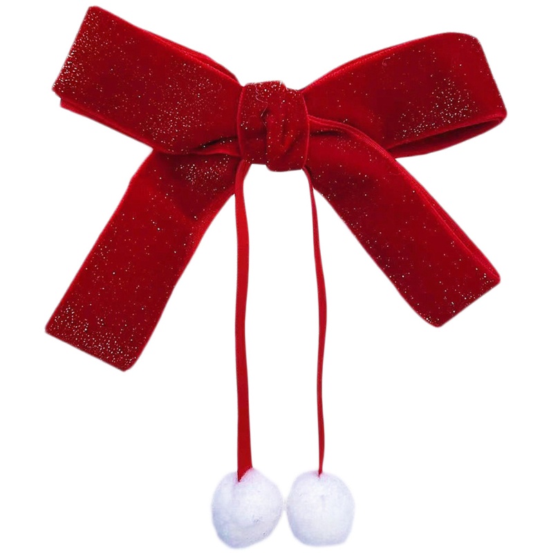 Kẹp Tóc Nơ Vải Nhung Đính Ngọc Trai Nhân Tạo Thời Trang