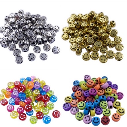 10-25-50gam hạt mặt cười 4x7mm làm vòng nhiều màu