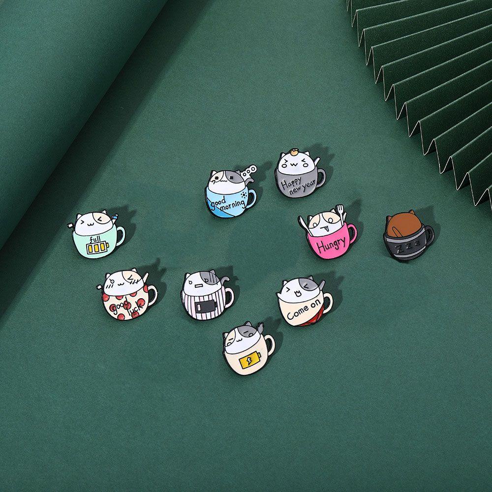Ghim Cài Áo Hình Ly Cà Phê / Mèo Dễ Thương