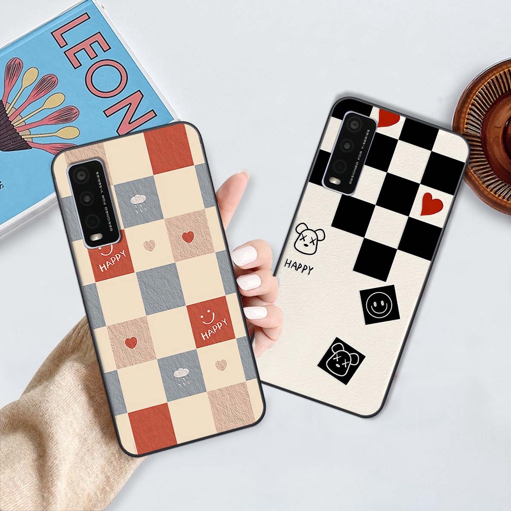 Ốp Vivo Y20 caro trái tim cá tính, thời trang siêu đẹp, siêu phong cách