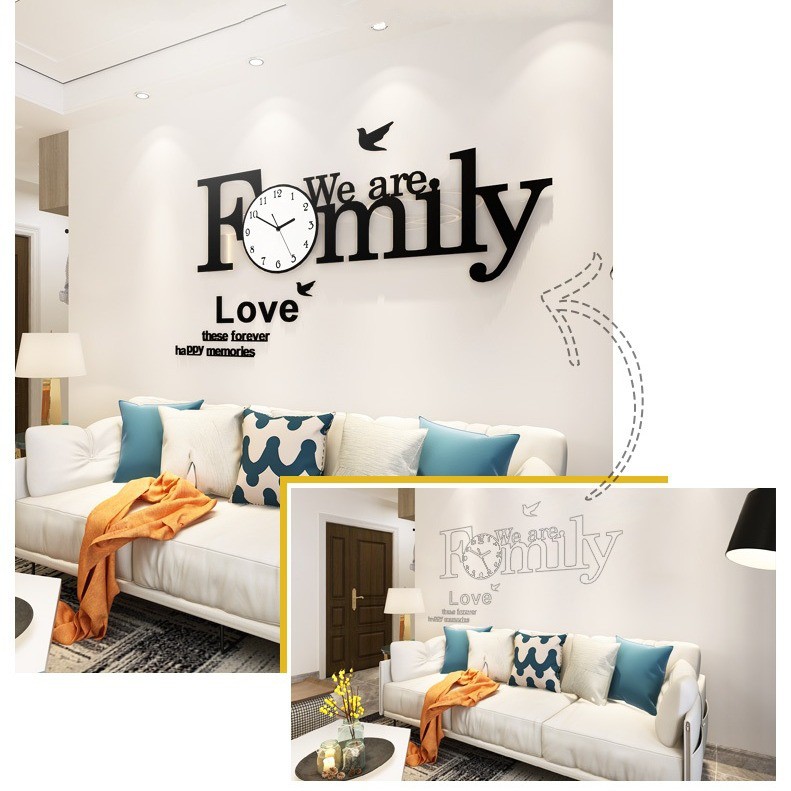 Đồng hồ treo tường hiện đại CL013 - We are family - Kích Thước: 30x86, 33.5x100, 42.5x100cm