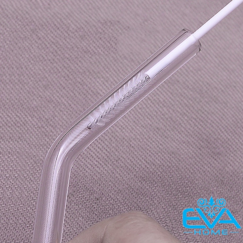 Ống Hút Thuỷ Tinh Trắng Trong Suốt Dáng Cong Glass Drinking Straws 18 Cm M3503