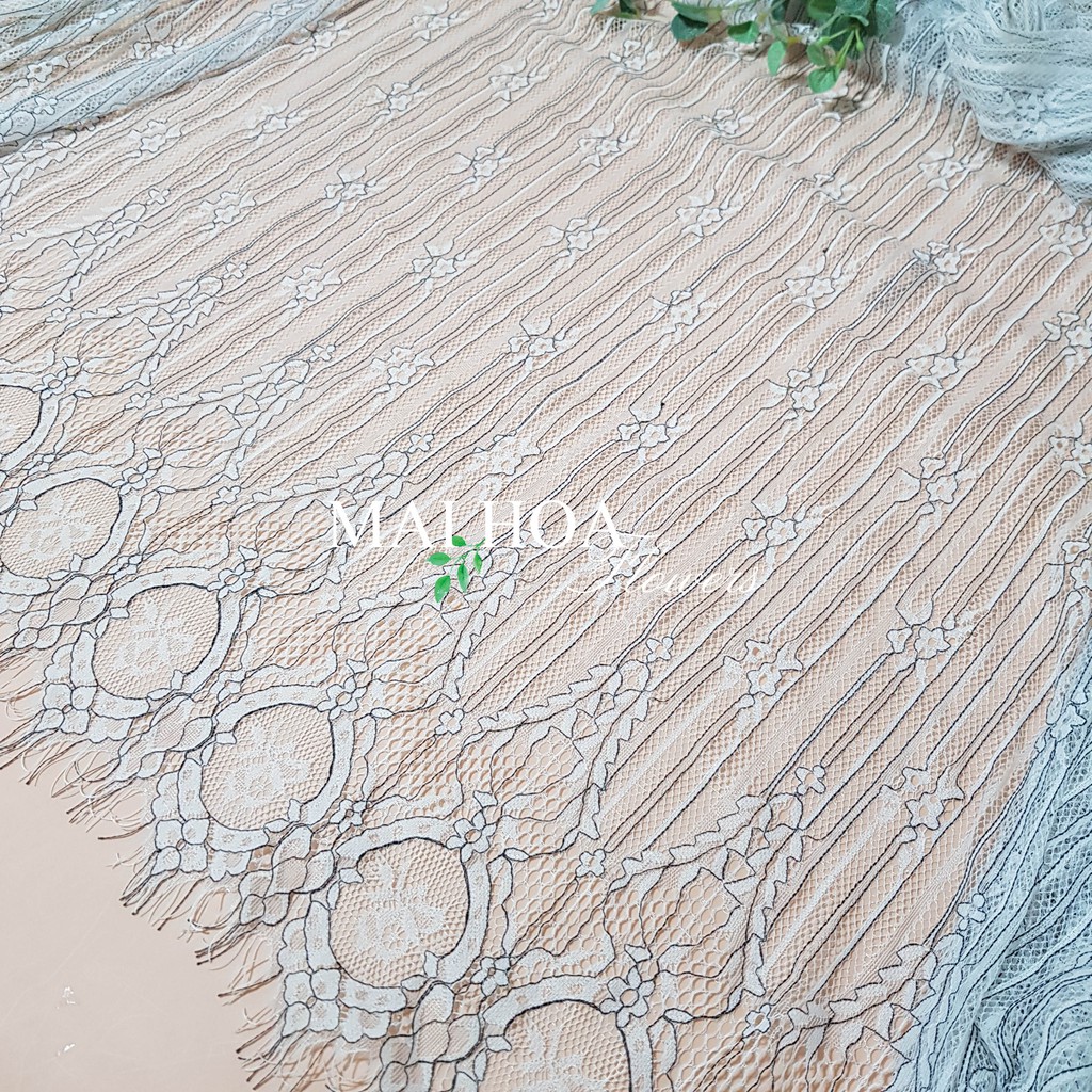 (Thanh lý) Vải ren may áo váy màu ghi chất mềm mại mỏng rủ đẹp có vết lỗi nhẹ Maihoaflower
