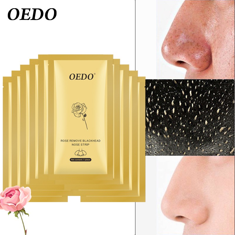 Set 10 miếng dán lột mụn đầu đen OEDO chứa thành phần hoa hồng peptides làm sạch sâu