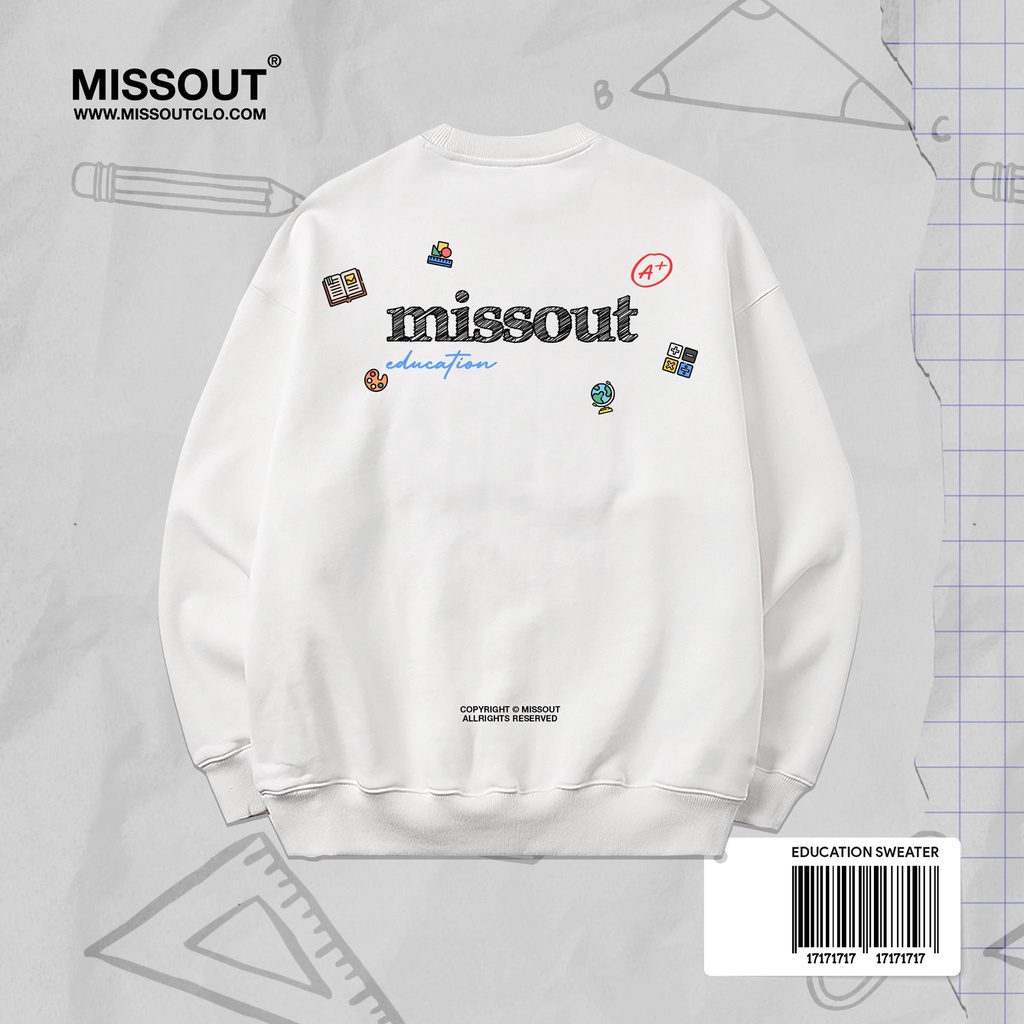 Áo sweater Missout SS1 2 màu đen trắng in 2 mặt (N343)