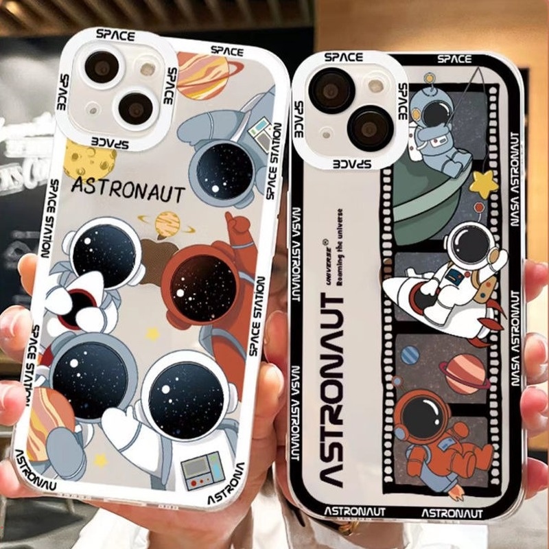 Ốp Điện Thoại Silicon Mềm Trong Suốt Chống Sốc In Hình Phi Hành Gia Cho Iphone 13 12 11 Pro MAX X XR XS MAX 7 8 Plus