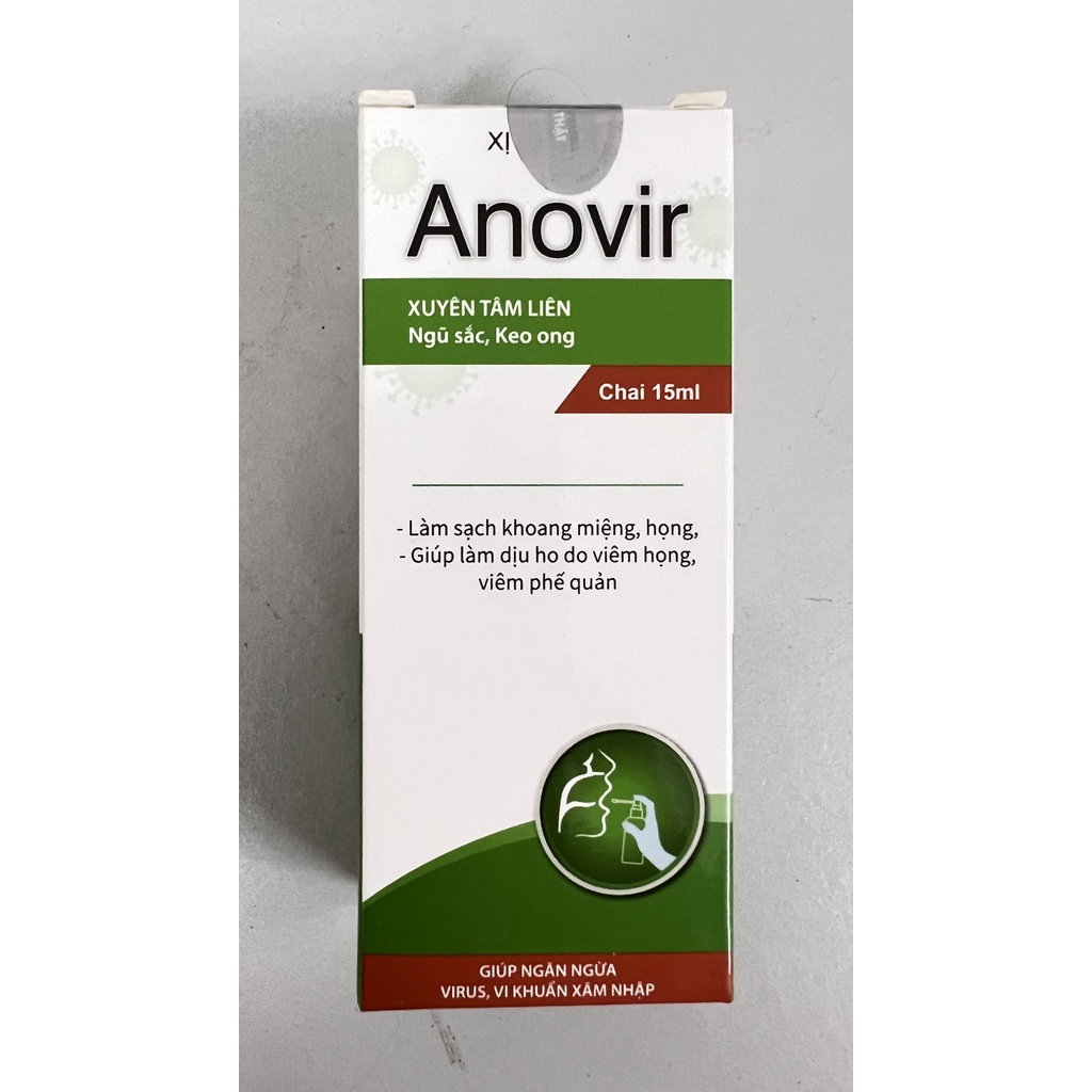Xịt họng Anovir xịt keo ong xuyên tâm liên giảm ho làm bảo vệ đường hô hấp thuoctot456