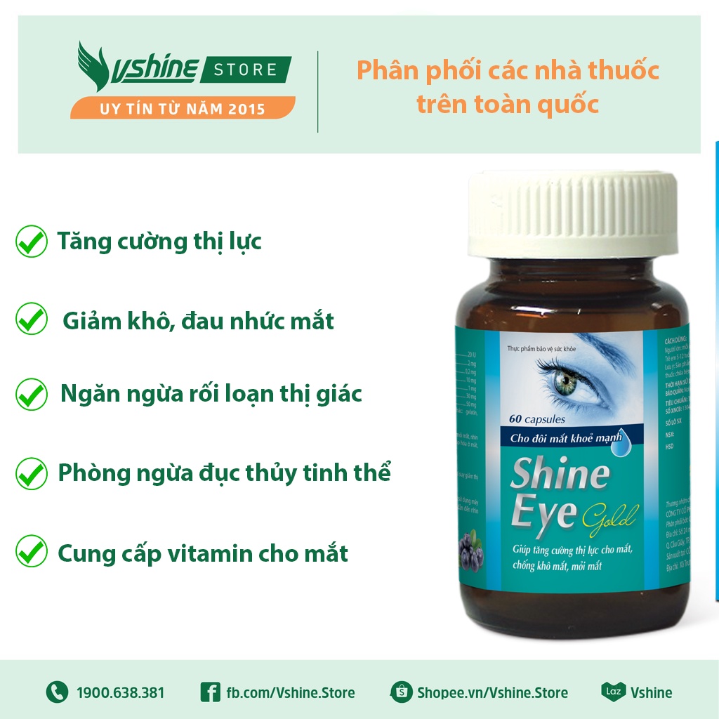 Bổ mắt Shine Eye Gold - Tăng cường thị lực cho mắt, chống khô mắt, mỏi mắt