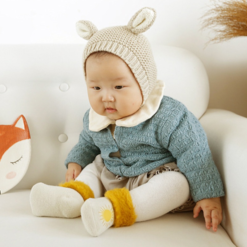 Bộ 3 Đôi Vớ Nhung Mini Chống Trượt Họa Tiết Hoạt Hình Dễ Thương Cho Bé 0-5 Tuổi