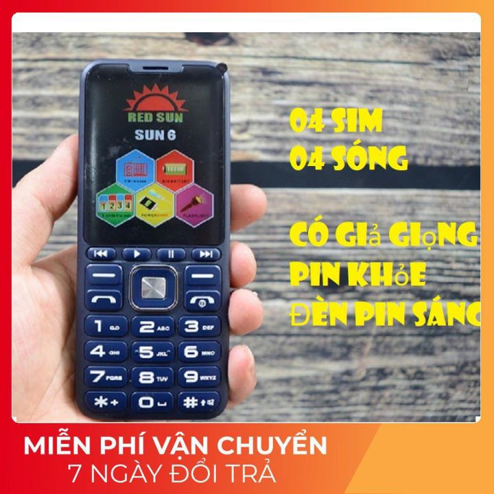 Điện thoại 4 sim pin khủng giá rẻ RED SUN 6-có chức năng thay đổi giọng nói-Bảo hành 12 tháng