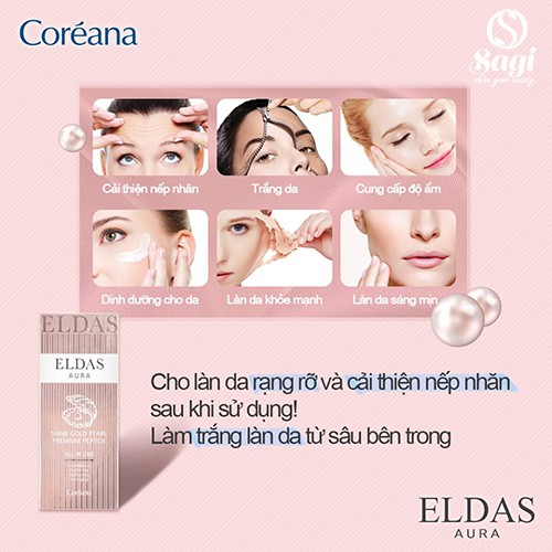 Serum Tế Bào Gốc dưỡng trắng da, cải thiện nếp nhăn Eldas Aura Shine Gold Pearl Premium Peptide All In One