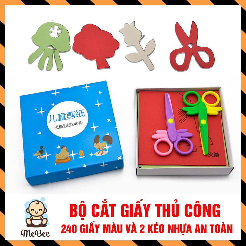 Bộ đồ chơi cắt giấy thủ công tạo hình cho bé (240 tờ giấy m