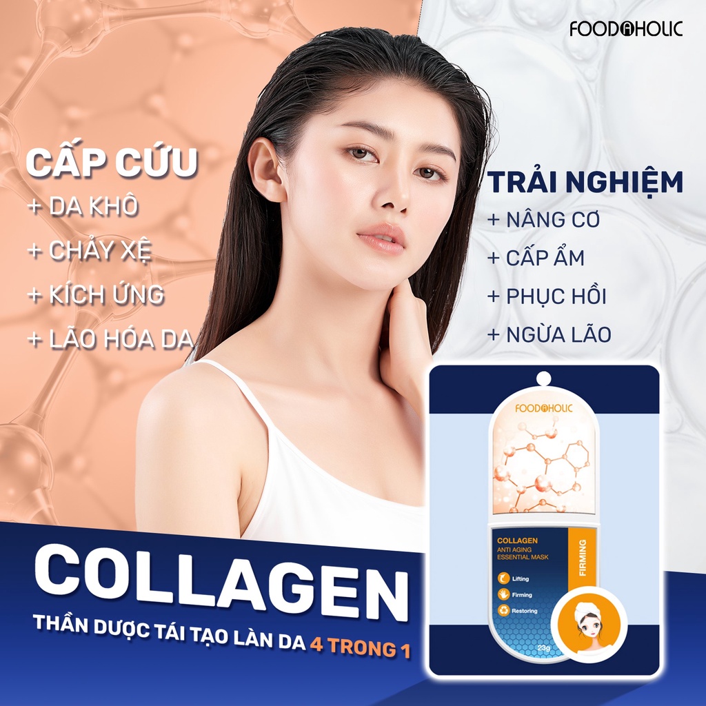 Mặt nạ Collagen giảm nếp nhăn, căng bóng da Foodaholic COLLAGEN Anti Aging Essential Mask 23g | BigBuy360 - bigbuy360.vn