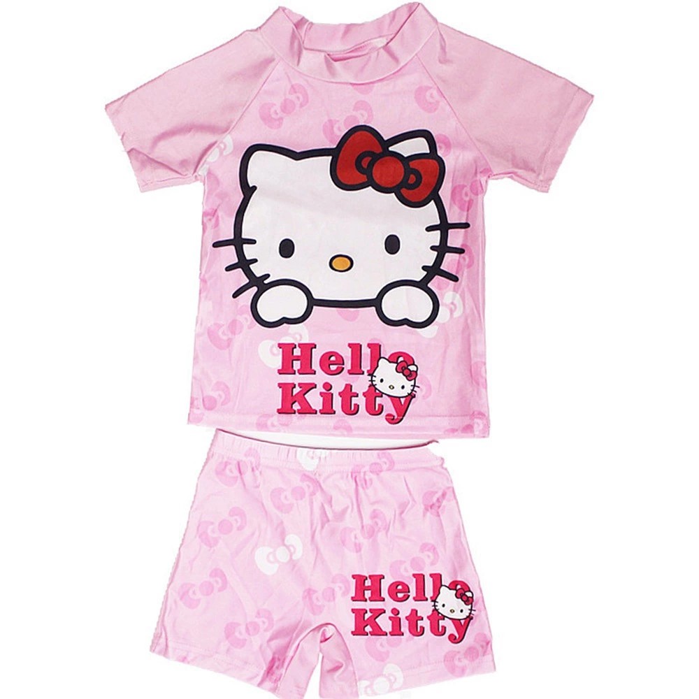 2-11Yrs Girls Swimming Suit Swimwear Kitty Minnie 2pcs Cartoon Swimsuits Kids Baju Renang