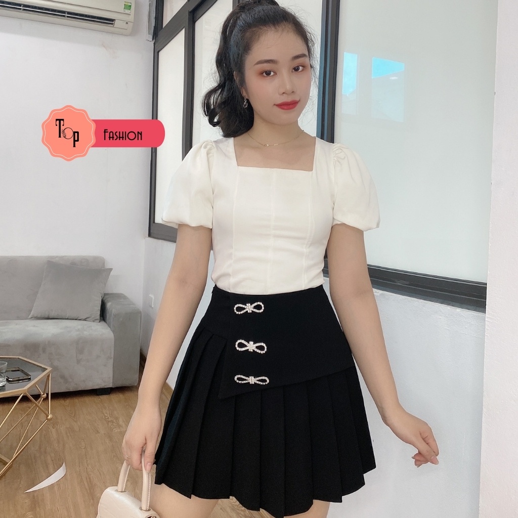 Chân váy xếp ly Top Fashion ,chân váy chữ A  cạp cao chất vải tuyết mưa mềm mịn có quần đùi trong T01 | BigBuy360 - bigbuy360.vn