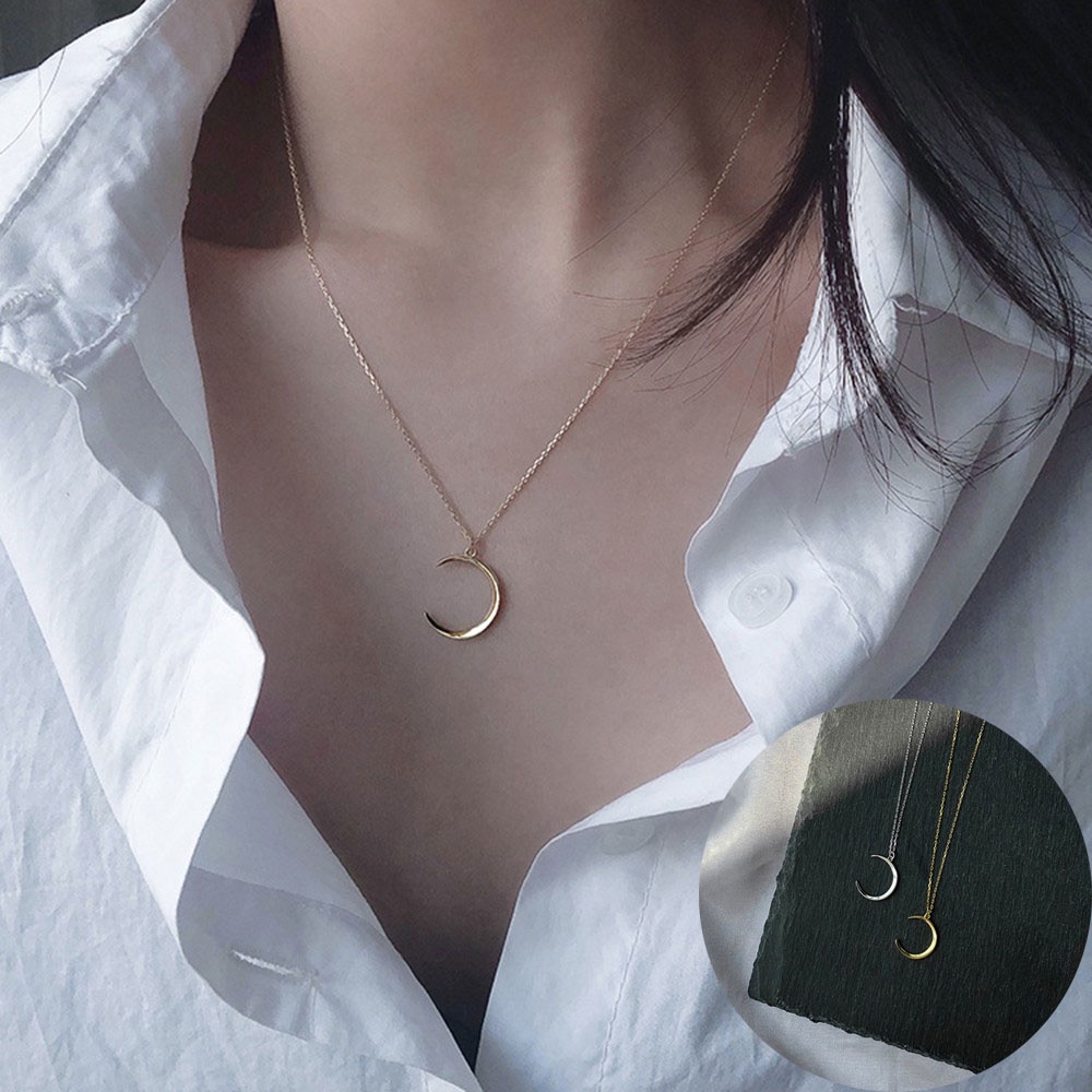 Dây chuyền bạc/ vàng hình mặt trăng đơn giản phong cách Hàn Quốc cho nữ