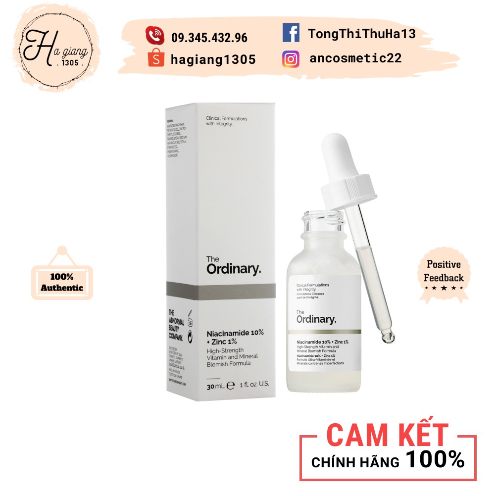 Serum The Ordinary Niacinamide 10% + Zinc 1% Giúp Cân Bằng Bã Nhờn Làm Sáng Da Thu Nhỏ Lỗ Chân Lông 30ml - 60ml