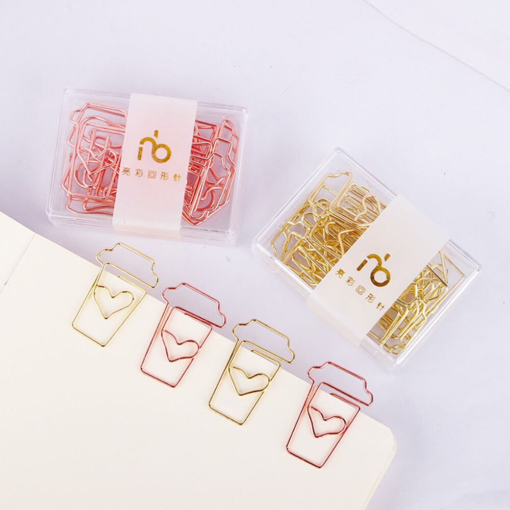 Hộp 12 kẹp đánh dấu trang sách màu vàng hồng xinh xắn