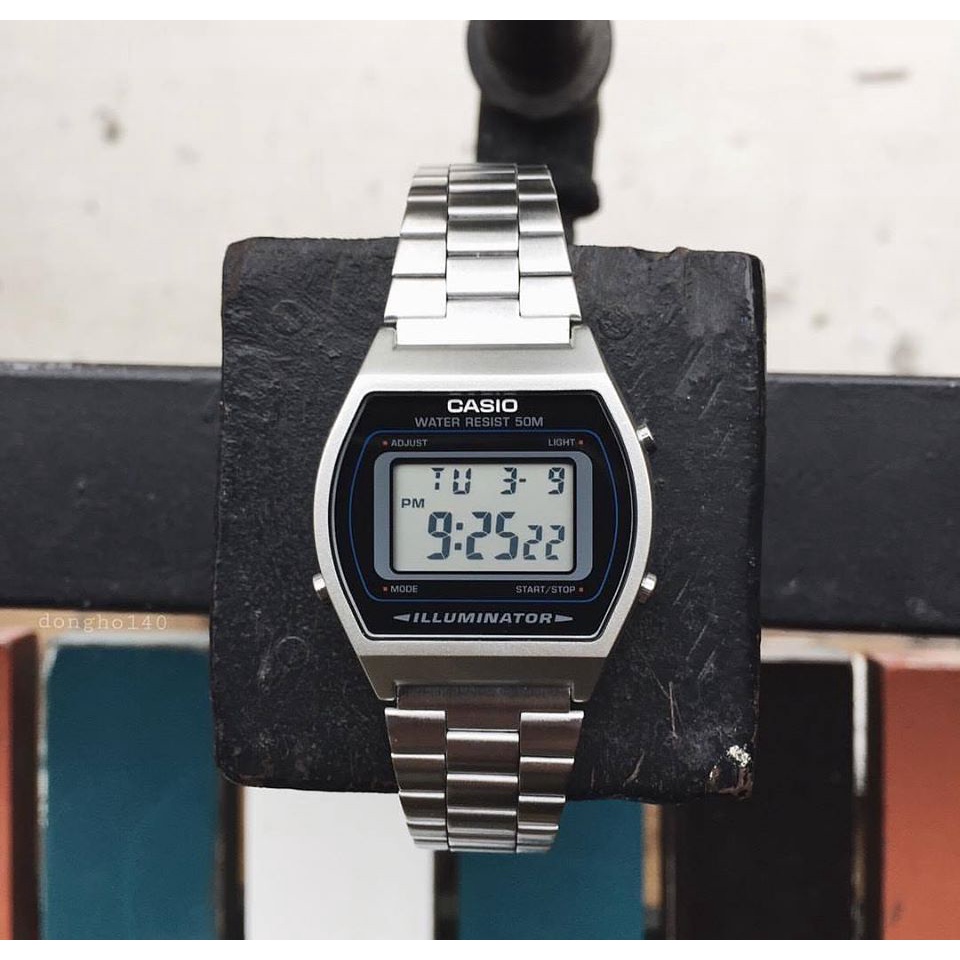 Đồng hồ Nữ Casio B640WD-1D, đồng hồ chính hãng, Silver mặt đen