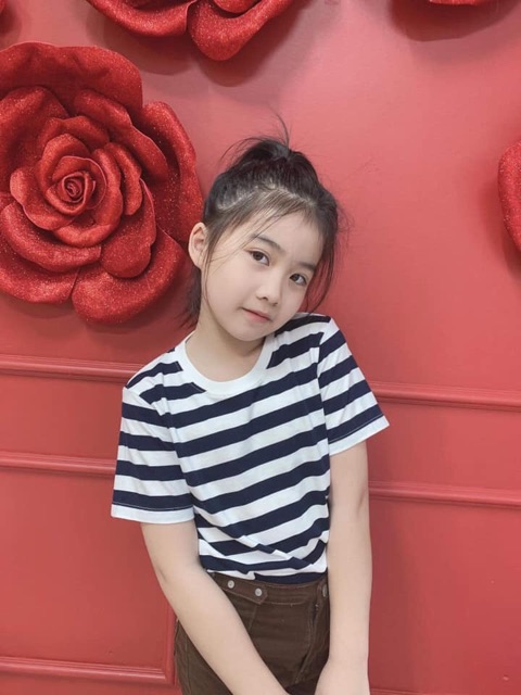 Áo Muji cộc tay xuất Nhật cotton mềm mại Áo kẻ ngang bé trai bé gái mặc được size 80-150