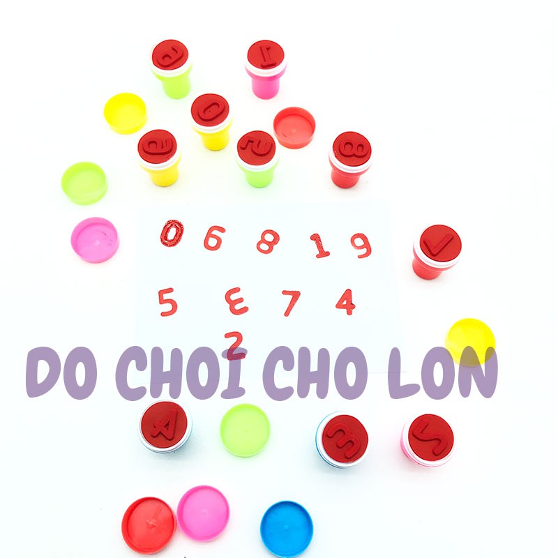 Bộ 10 con dấu đồ chơi cho bé in hình số, trái cây hoặc mặt cười