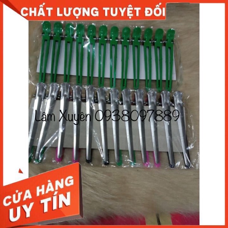 Kẹp mỏ vịtGIÁ RẺ1 set 12 cái nhựa dẽo, bản nhôm hoặc inox 1 vĩ 12 cây, sử dụng được nhiều lần, giá sỉ cho tiệm tóc