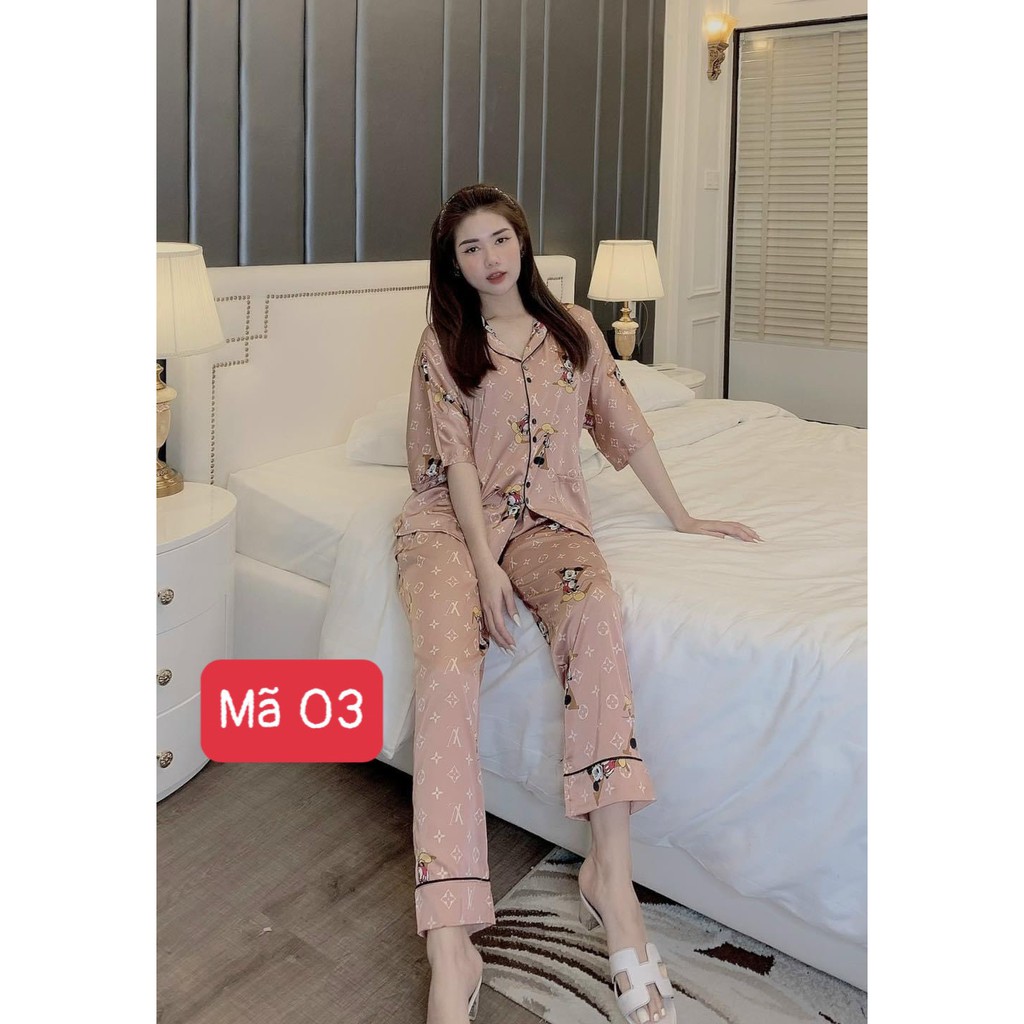 Pyjama lụa dài mặc nhà, Set bộ ngủ cao cấp nhiều mẫu