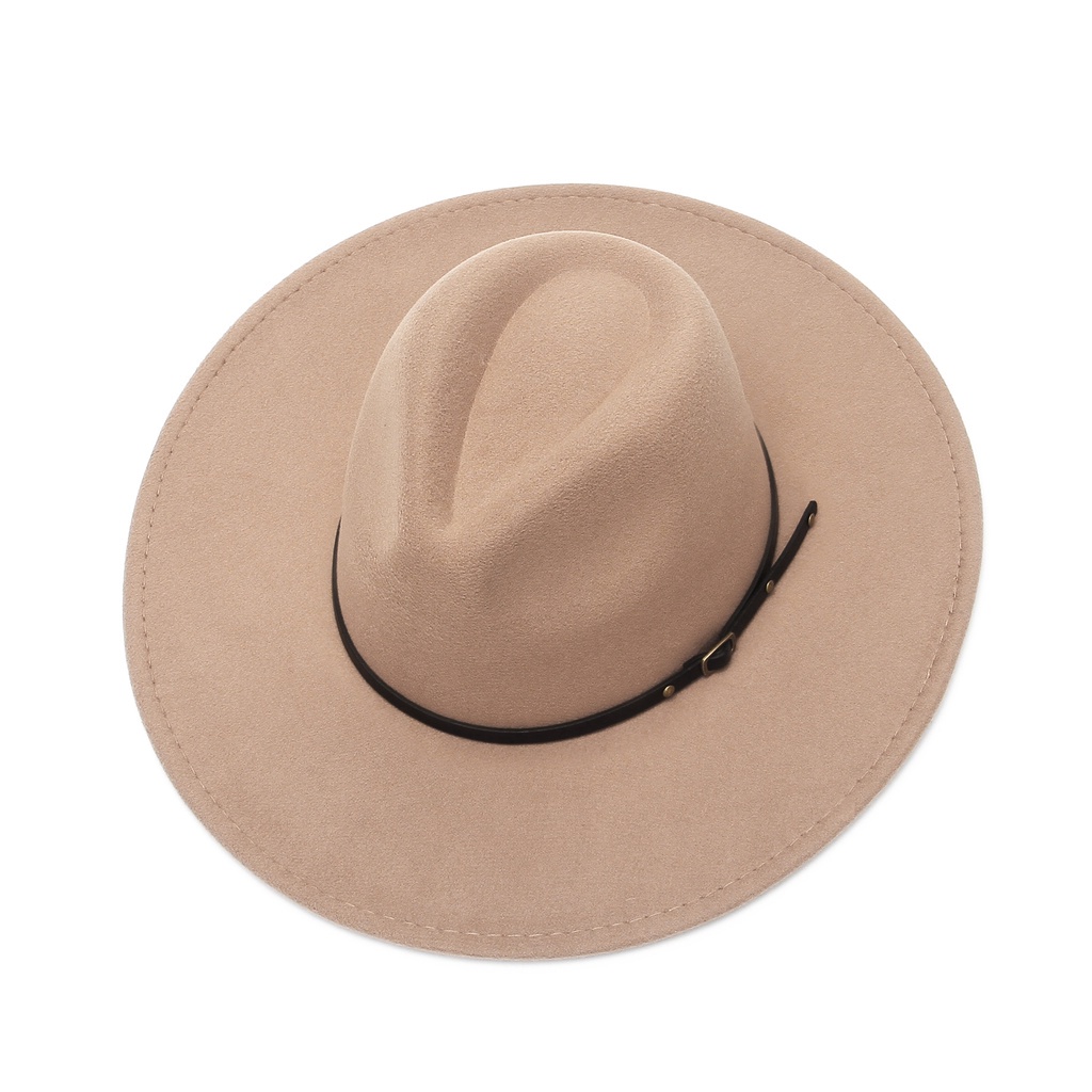 Mũ fedora rộng vành 9.5cm màu trơn phối dây phong cách jazz Anh quốc cổ điển cho nam và nữ