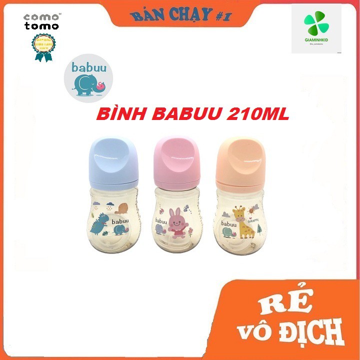 Bình sữa cổ rộng Babuu Baby ( 90ml,210ml,270ml ) nhựa PPSU (tặng kèm 1 núm ti thay thế)